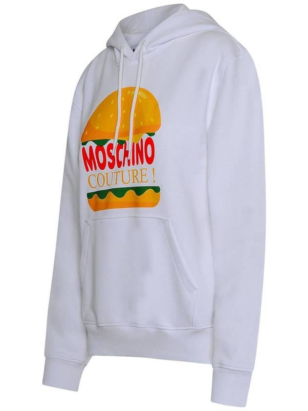 Women's Burger Logo Hooded Top White - MOSCHINO - BALAAN 3