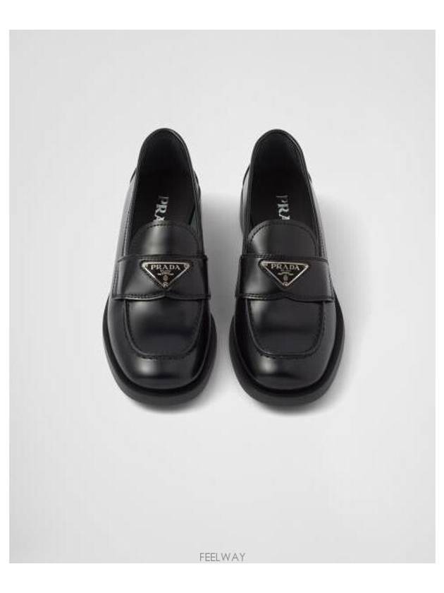 Unlined Brushed Leather Loafers Black - PRADA - BALAAN 5