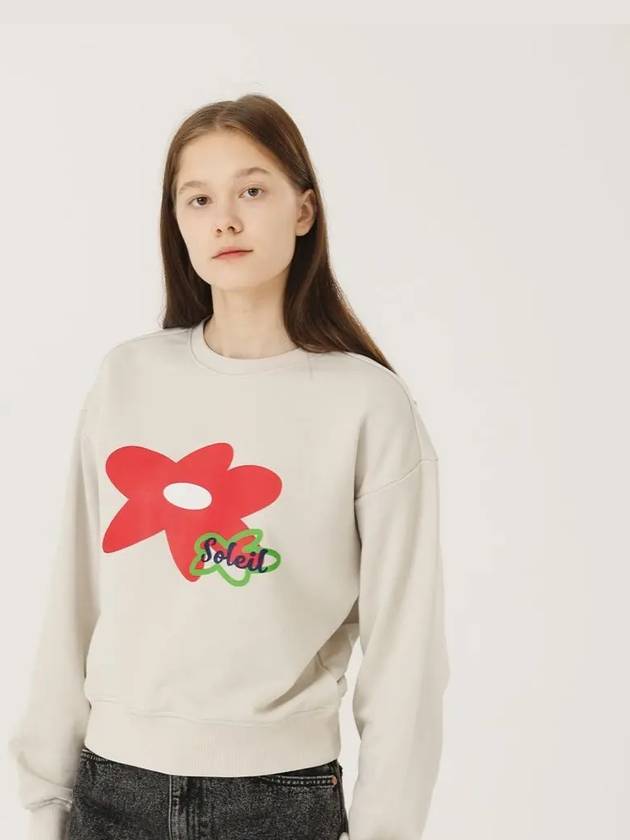 Soleil Doodle Flower Sweatshirt Greige - LE SOLEIL MATINEE - BALAAN 3