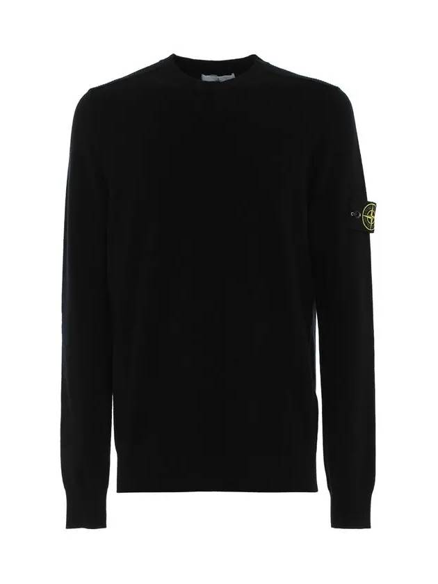 Stretch Wool Crewneck Knit Top Black - STONE ISLAND - BALAAN 3