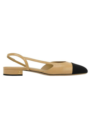 Slingbacks Goatskin Grosgrain & Beige Black - CHANEL - BALAAN 1