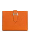 Orange silver bean medium wallet with U engraving - HERMES - BALAAN 1