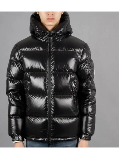 Men s Ecrine Arm Logo Patch Hooded Down Padded Jacket Glossy Black 1A00200 68950 999 - MONCLER - BALAAN 2