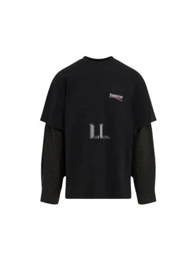 Political Campaign Oversized Layered Long Sleeve T-Shirt Faded Black - BALENCIAGA - BALAAN 2