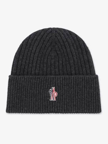 Grenoble Logo Patch Beanie Dark Gray J20913B00013M1223989 - MONCLER - BALAAN 1