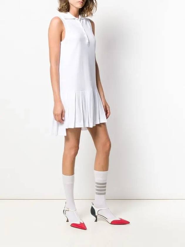 Women's Classic Pique Sleeveless Tennis Dress White - THOM BROWNE - BALAAN 8