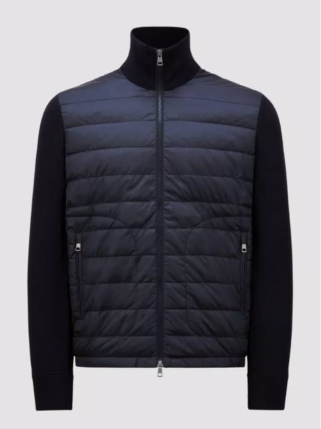 Padded Wool Cardigan Navy - MONCLER - BALAAN 2