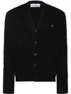 V Neck Cotton Cardigan Black - VIVIENNE WESTWOOD - BALAAN 2