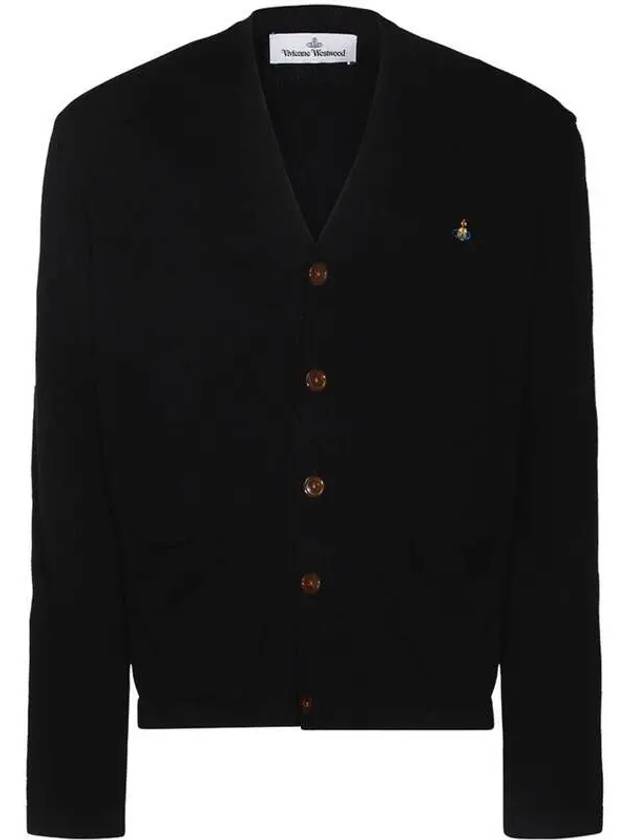 V Neck Cotton Cardigan Black - VIVIENNE WESTWOOD - BALAAN 2