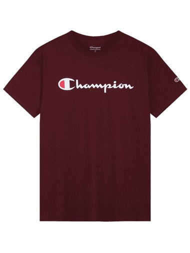 Script Logo Classic Jersey Short Sleeve T-Shirt Maroon - CHAMPION - BALAAN 1