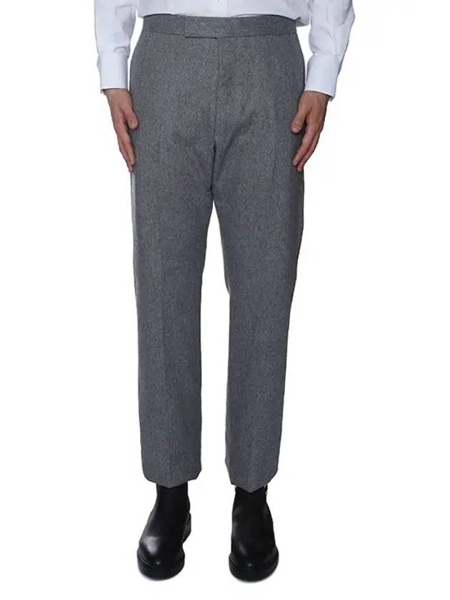 Men's Back Strap Boil Wool Straight Pants Grey - THOM BROWNE - BALAAN 3