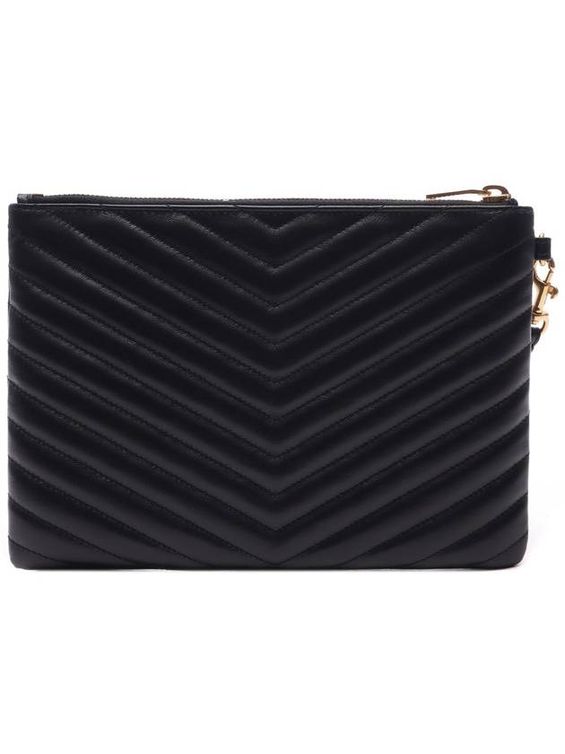 Matelasse Monogram Logo Strap Clutch Bag Black - SAINT LAURENT - BALAAN 5