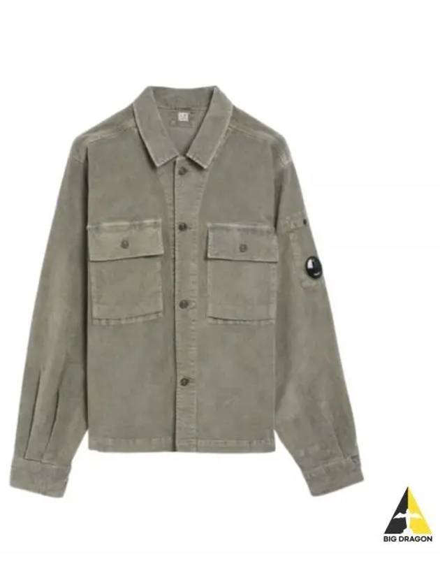 Corduroy Button Utility Shirt Jacket Green - CP COMPANY - BALAAN 2