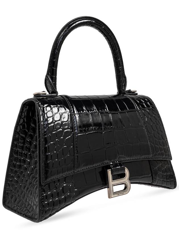 Hour Glass Croco Print Shoulder Bag Black - BALENCIAGA - BALAAN 5