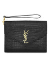 Monogram Cassandra Clutch Bag Black - SAINT LAURENT - BALAAN 1