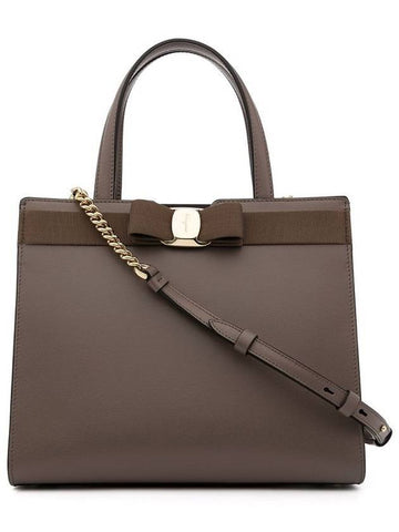 Vara Bow Top Handle Tote Bag Caraway Seed - SALVATORE FERRAGAMO - BALAAN 1