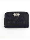 Boy Vintage Silver Hardware Quilted Caviar Zipper Card Wallet Black - CHANEL - BALAAN 3