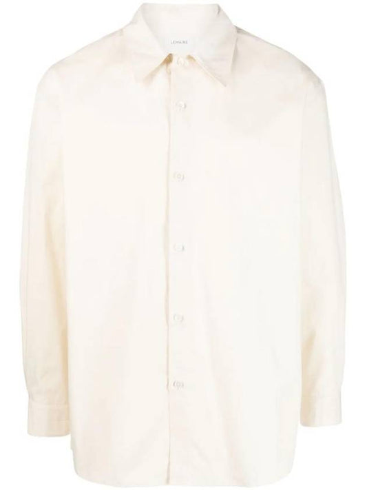 Men's Twist Cotton Poplin Long Sleeve Shirt Cream - LEMAIRE - BALAAN 1