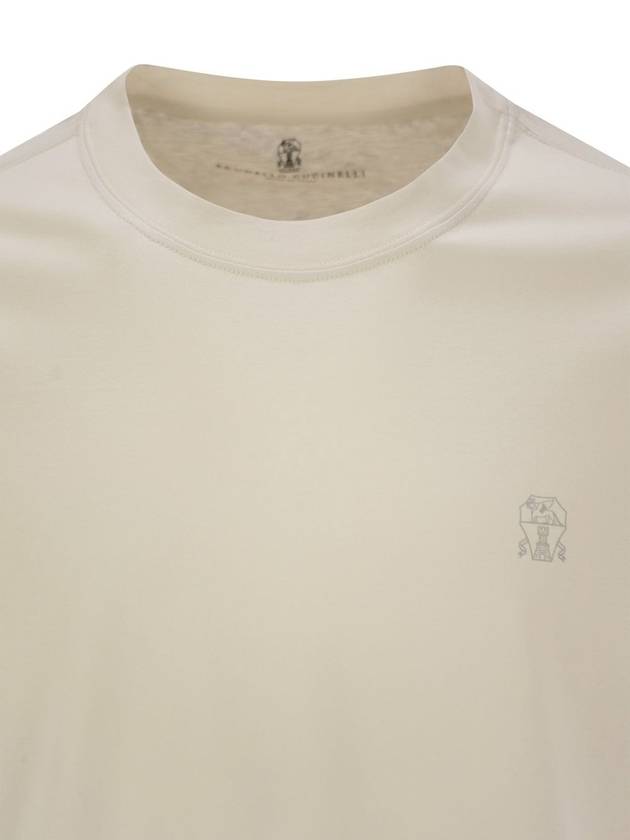 Crew-neck cotton jersey T-shirt with printed logo - BRUNELLO CUCINELLI - BALAAN 4