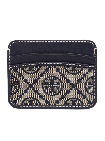 T Monogram Jacquard Card Wallet Navy - TORY BURCH - BALAAN 1