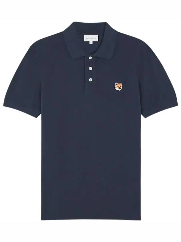 Fox Head Patch Cotton Polo Shirt Blue - MAISON KITSUNE - BALAAN 4