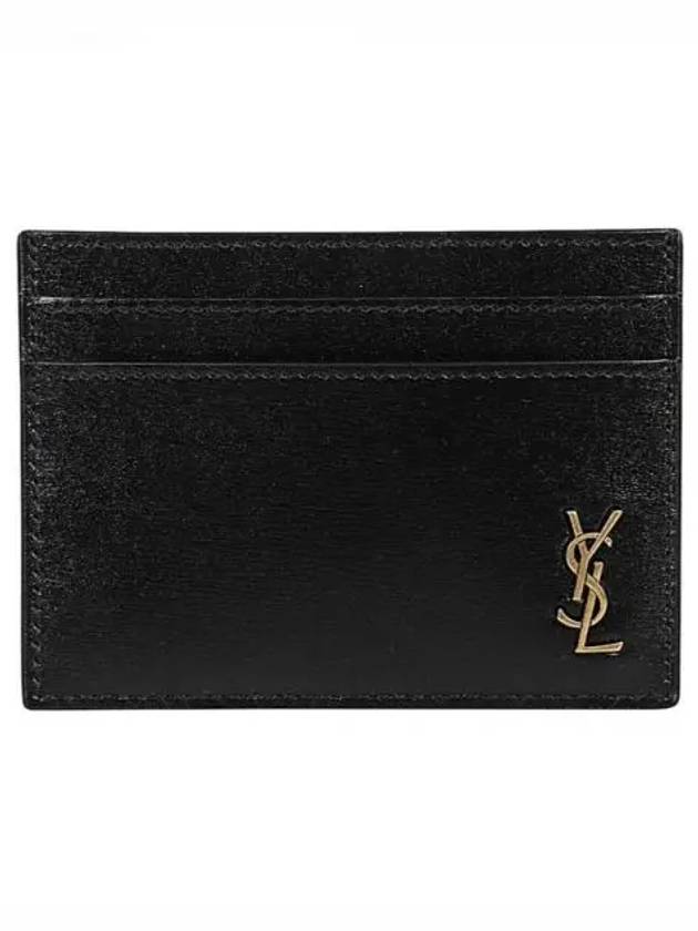 Tiny Monogram Shiny Leather Card Case Black - SAINT LAURENT - BALAAN 2