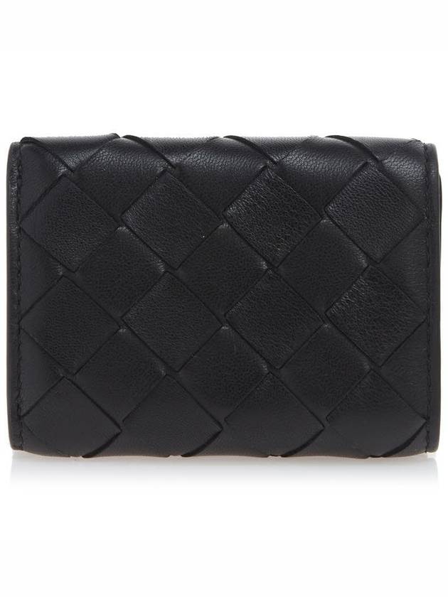 Tiny Tri-Fold Zipper Half Wallet Black - BOTTEGA VENETA - BALAAN 4