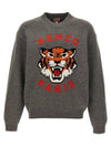 Lucky Tiger Genderless Wool Knit Top Stone Grey - KENZO - BALAAN 1