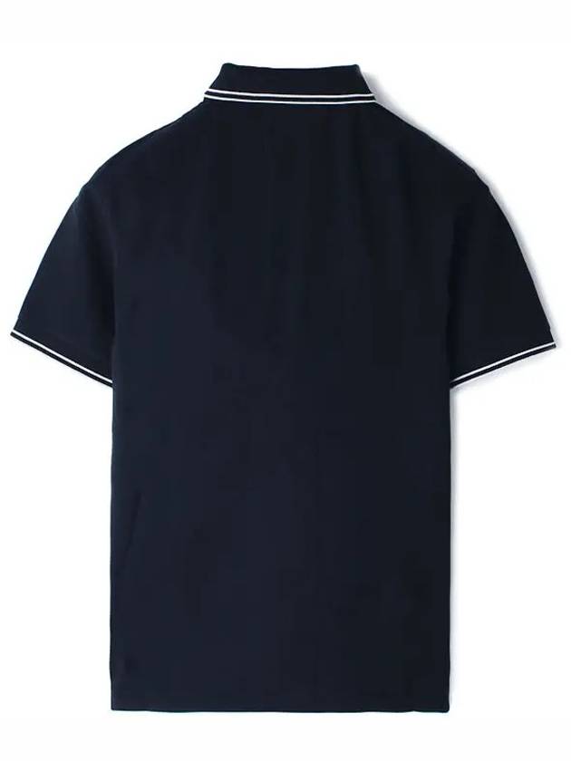 Organic Cotton Elastane Polo Shirt Navy - STONE ISLAND - BALAAN 3