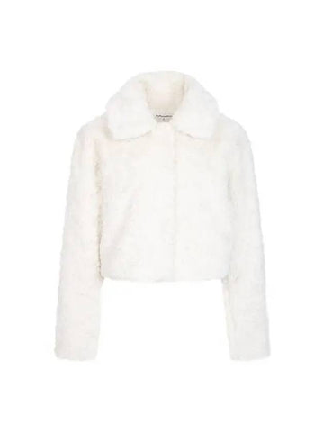 Cropped Fleece Fur Jacket Cream - REFORMATION - BALAAN 1