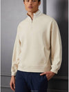 Rib Collar French Terry Quarter Zip Pullover Long Sleeve T-shirt Beige - G/FORE - BALAAN 3