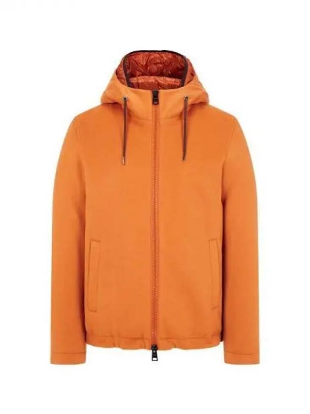 Men s Soft Cashmere Hooded Sub Zero Jacket Orange 271223 - HERNO - BALAAN 1