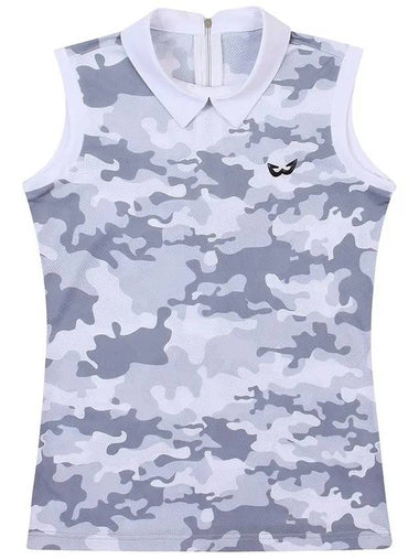 Golf Wear Military Print Sleeveless T-Shirt GRAY - WHITEBALL - BALAAN 1