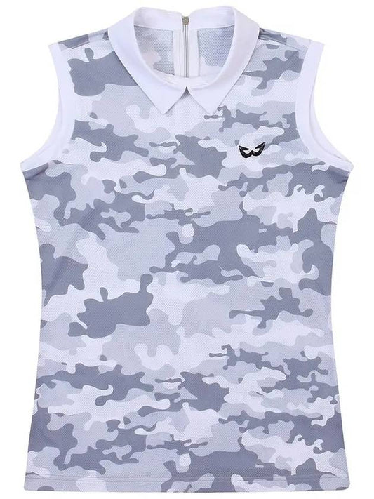 Golf Wear Military Print Sleeveless T-Shirt GRAY - WHITEBALL - BALAAN 1