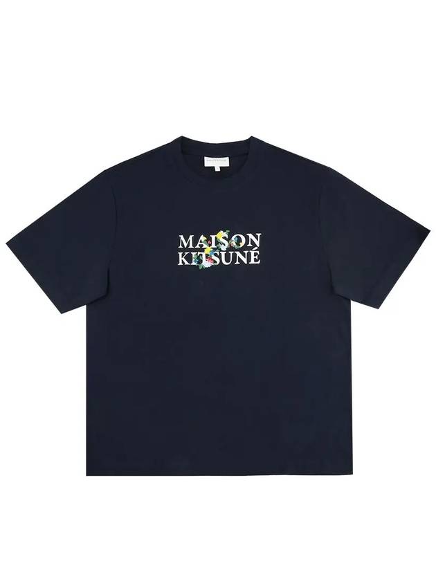 Flowers Oversized Short Sleeve T-Shirt Navy - MAISON KITSUNE - BALAAN 2