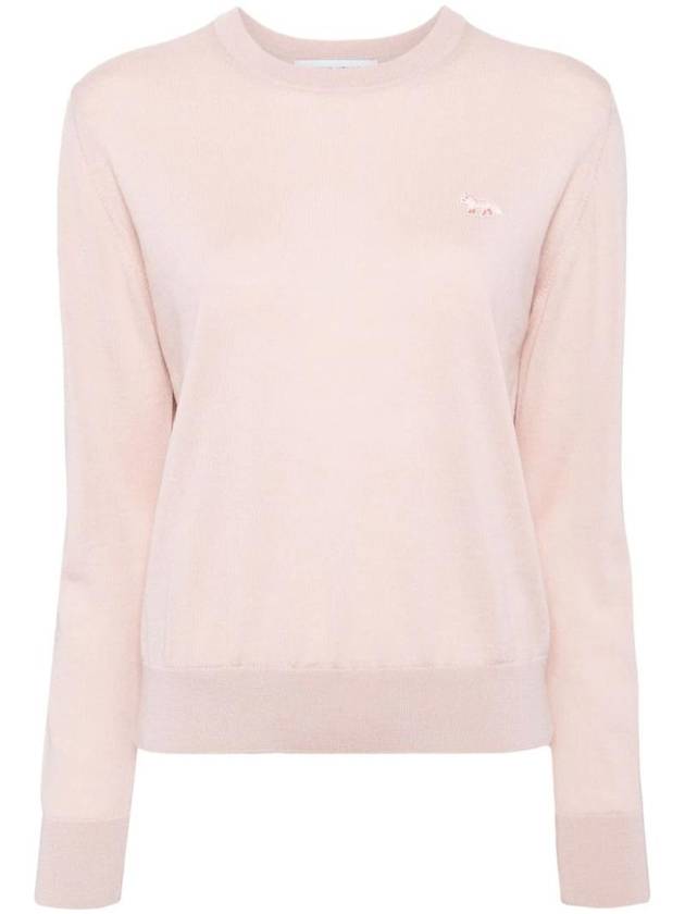 Women's Baby Fox Patch Regular Knit Top Pink - MAISON KITSUNE - BALAAN 1