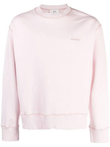 Embroidery Logo Crew Neck Sweatshirt Pink - AMI - BALAAN 1