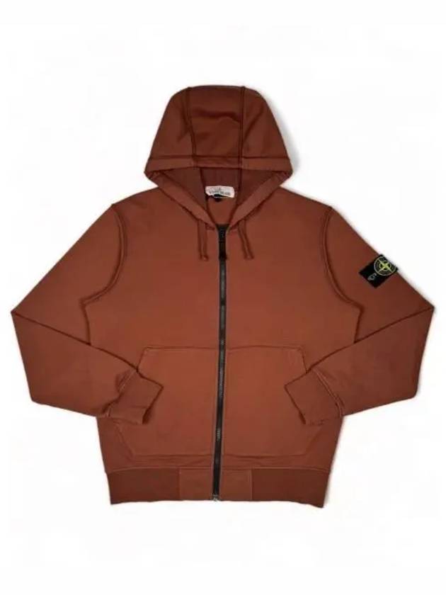 Men Wappen Cotton Fleece Hooded Zip Up Brown - STONE ISLAND - BALAAN 2