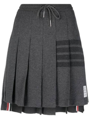 double face knit 4 bar mini pleated skirt dark Grey - THOM BROWNE - BALAAN.