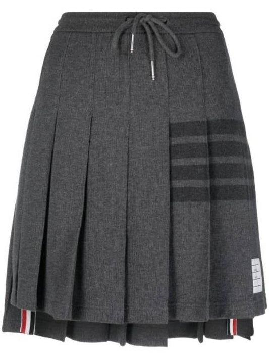 double face knit 4 bar mini pleated skirt dark Grey - THOM BROWNE - BALAAN.