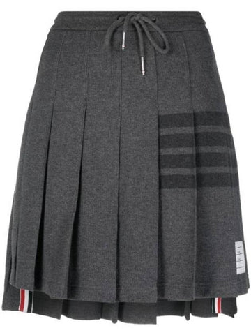 double face knit 4 bar mini pleated skirt dark Grey - THOM BROWNE - BALAAN 1