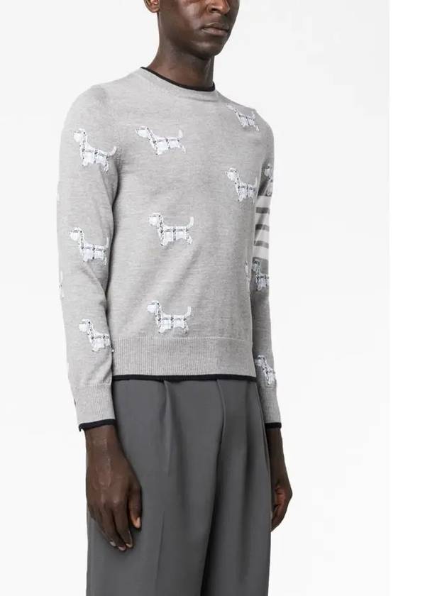 Hector Intarsia Crew Neck Knit Top Grey - THOM BROWNE - BALAAN 5