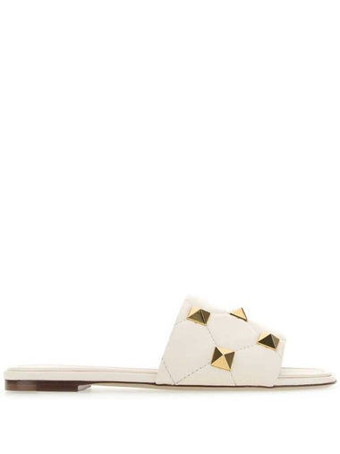 Roman Stud Slippers White - VALENTINO - BALAAN 1