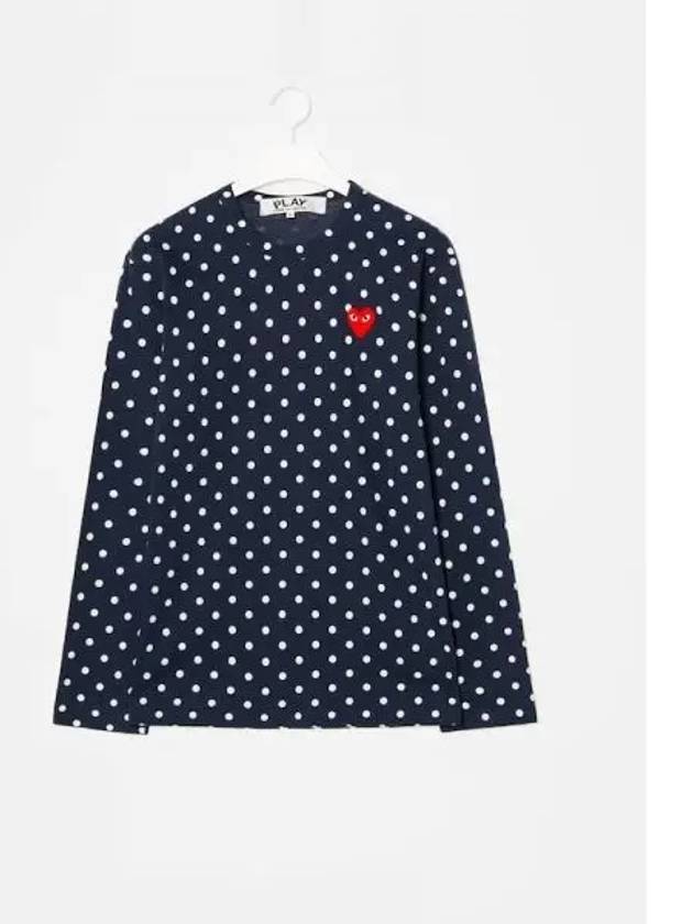 Women s Red Heart Waffen Polka Dot T Shirt Navy White Domestic Product GM0022110910575 - COMME DES GARCONS PLAY - BALAAN 1