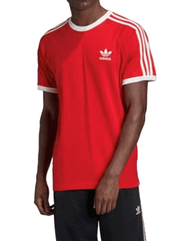 3 Stripe Short Sleeve T-Shirt Scarlet - ADIDAS - BALAAN 1