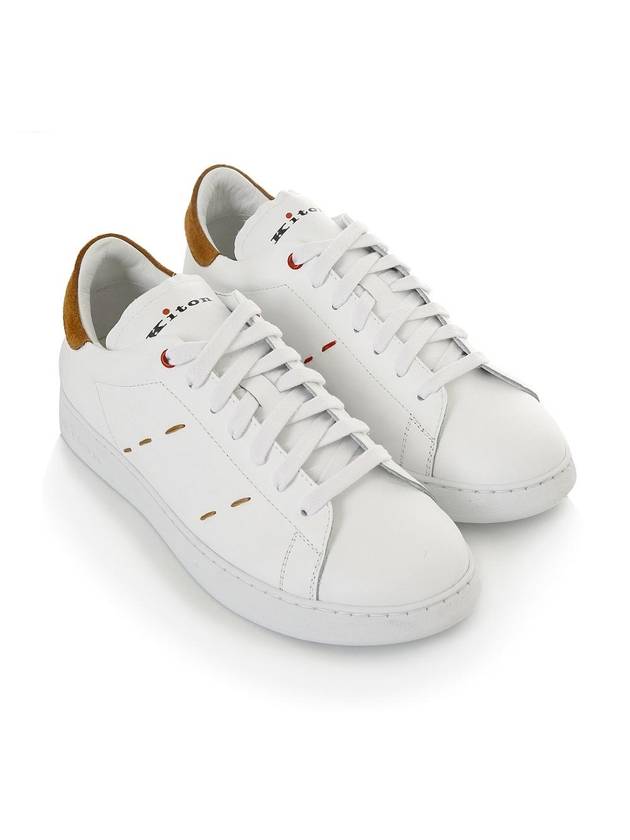 23S S USSN001 XB602006 BIANCO/TERRA stitch detail white & brown sneakers - KITON - BALAAN 4