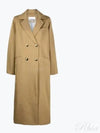 Twill Double Breasted Coat Beige - GANNI - BALAAN 2