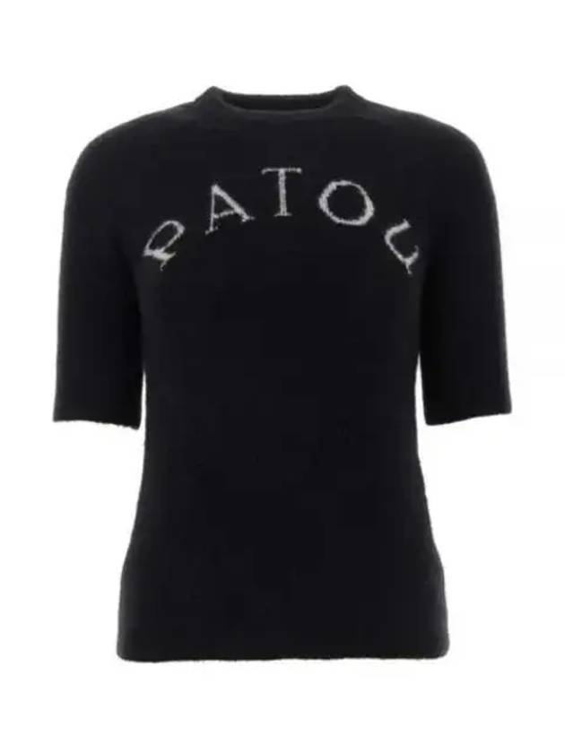 Intarsia Logo Short Sleeve Knit Top Black - PATOU - BALAAN 2