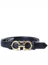 Gancini Leather Belt Black - SALVATORE FERRAGAMO - BALAAN 3