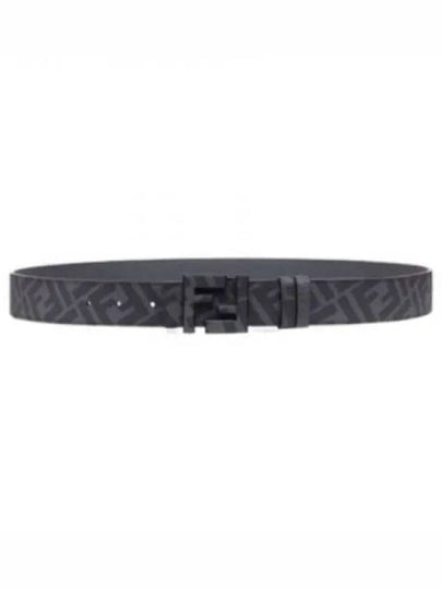 Square FF Leather Reversible Belt Grey - FENDI - BALAAN 2